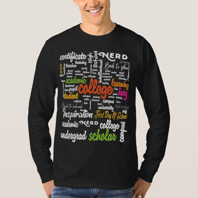 Camiseta Patrones de nube de Word de educación superior (Anverso)