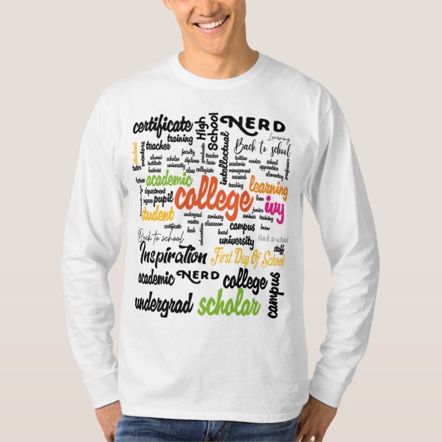 Camiseta Patrones de nube de Word de educación superior (Anverso)
