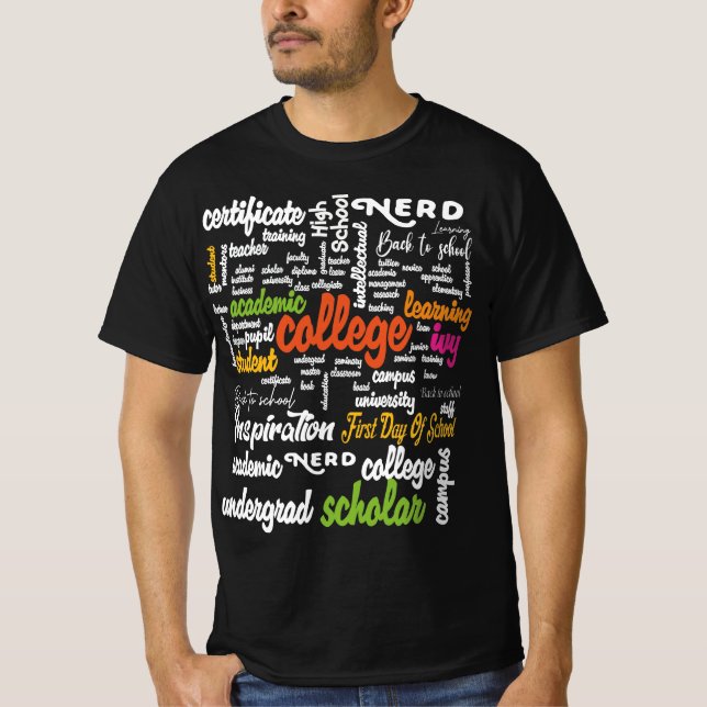 Camiseta Patrones de nube de Word de educación superior (Anverso)
