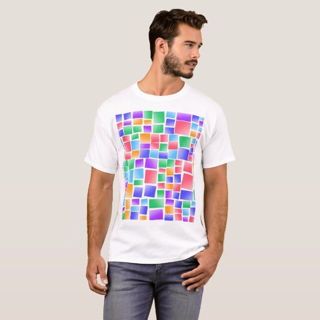 Camiseta Patrones de Rectángulo de Color Grave (Anverso completo)