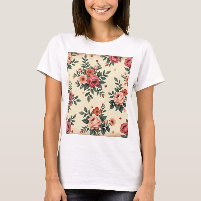 Camiseta Patrones florales de época con elegancia clásica (Anverso)