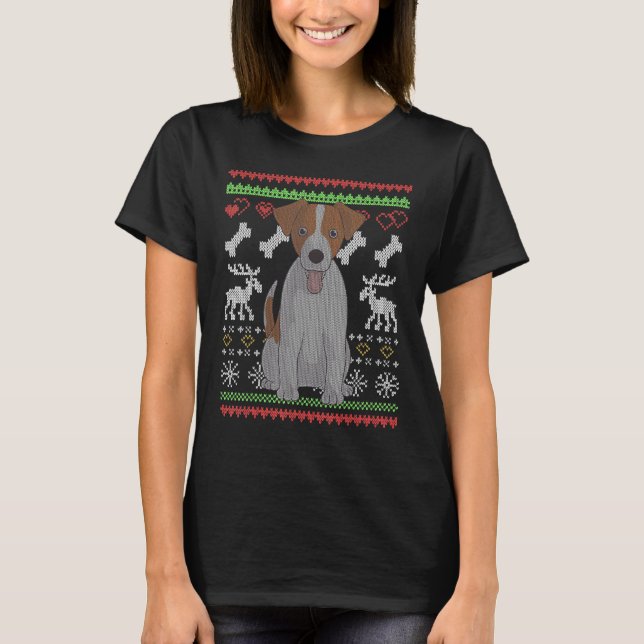 Camiseta Patrulla de Navidades feos de Jack Russell Dog San (Anverso)