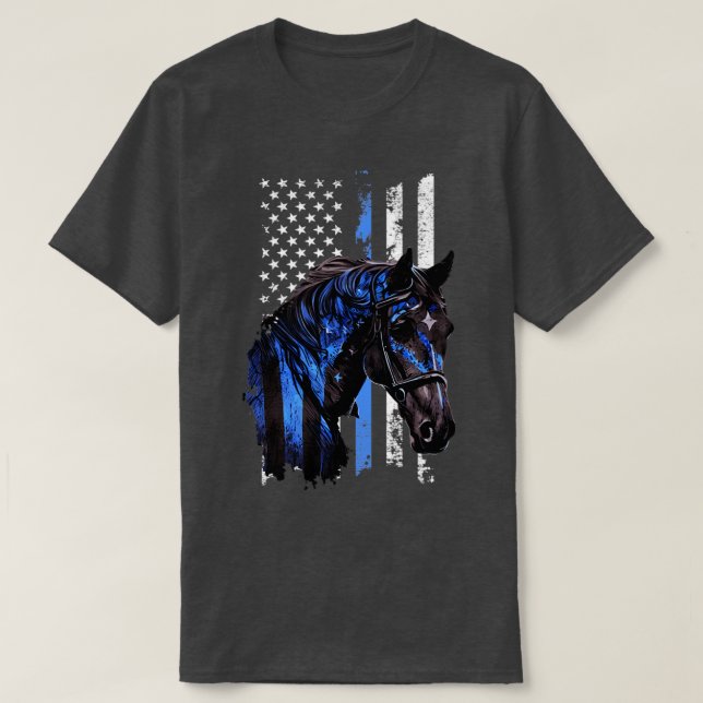 Camiseta Patrulla delgada de la Línea Azul Policía Patrióti (Diseño del anverso)