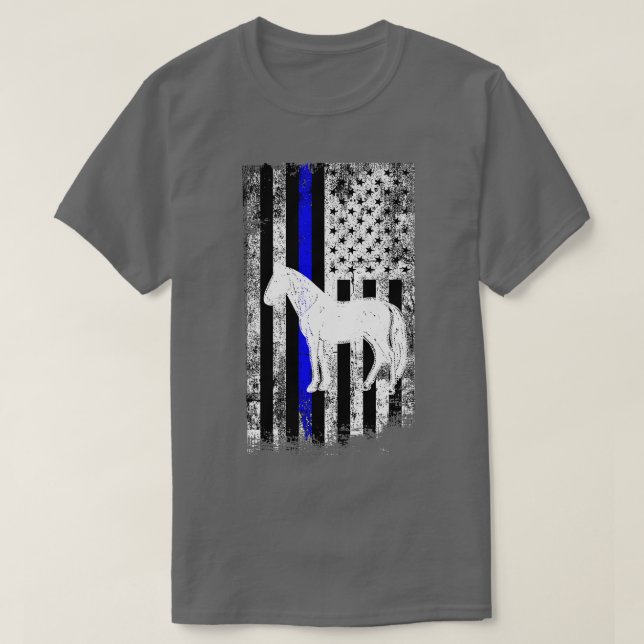Camiseta Patrulla Montada Policía Caballo Bandera Americana (Diseño del anverso)