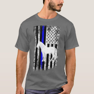 Camiseta Patrulla Montada Policía Caballo Bandera Americana