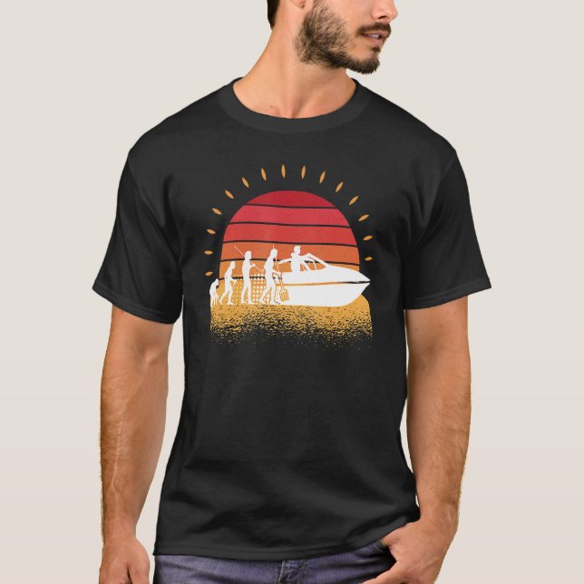 Camiseta Patrulla Retro, Motobarco, Funny Motor Bot Captain (Anverso)