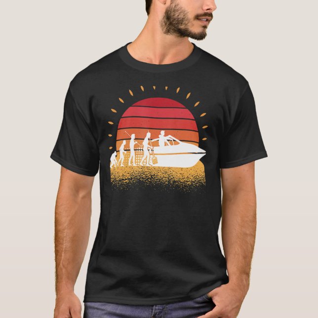 Camiseta Patrulla Retro, Motobarco, Funny Motor Bot Captain (Anverso)