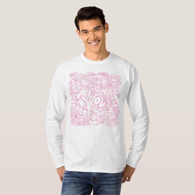 Camiseta Patten de gato con signo ASL ILY - Diseño ASL (Anverso completo)