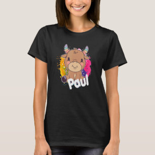 Camiseta PAUL Nombre de niño pequeño con vaca adorable