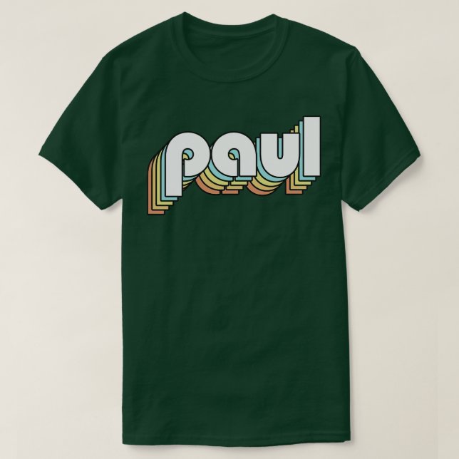 Camiseta Paul Retro Typografía del arcoiris Estilo desvanec (Diseño del anverso)