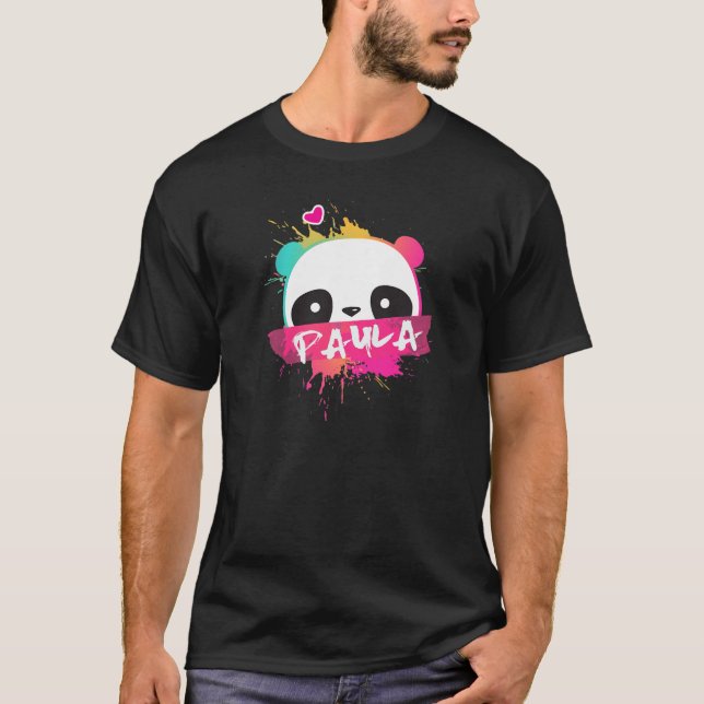 Camiseta PAULA - Hermoso nombre Chica con Panda Adorable (Anverso)