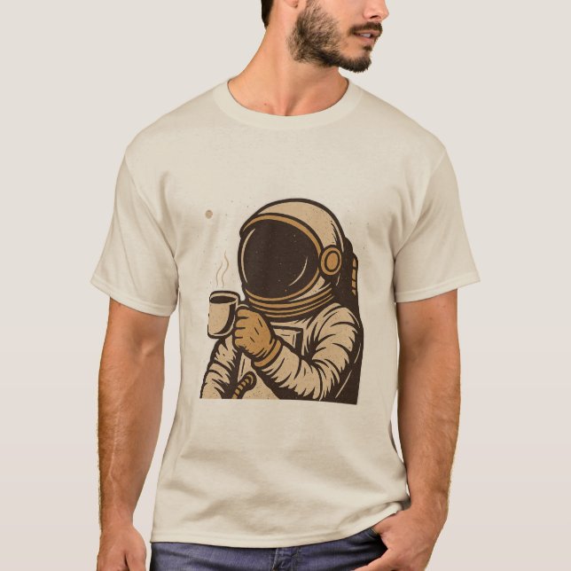 Camiseta Pausa de café astronauta en el espacio (Anverso)