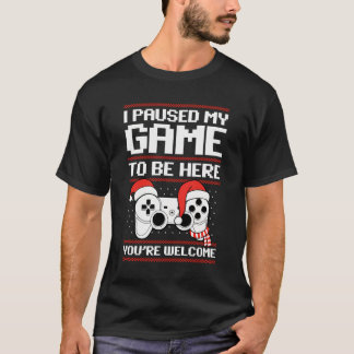 Camiseta Pausa Mi Juego Para Estar Aquí Camisas Fea Navidad