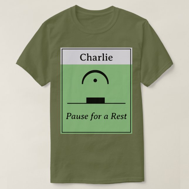 Camiseta Pausa personalizada Rest Humor musical Verde (Diseño del anverso)