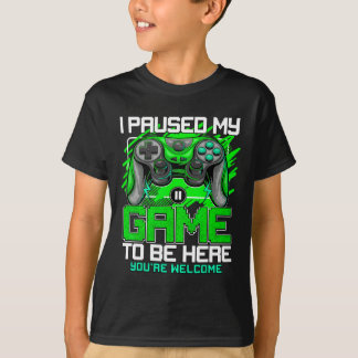 Camiseta Pausé mi juego para estar aquí Chicos divertidos d