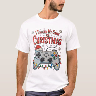 Camiseta Pausé Mi Juego Para Navidad Jugador De Juegos Navi