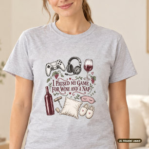 Camiseta Pausé mi juego por vino y una siesta Vintage