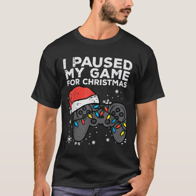 Camiseta Paused My Game Christmas Gamer Xmas Men Boys Kids  (Anverso)
