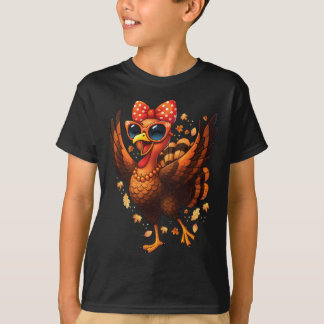Camiseta Pavo Bailando Día de Acción de Gracias para Mujer