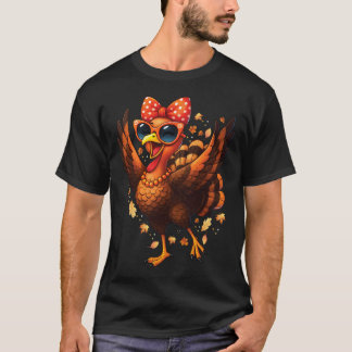 Camiseta Pavo Bailando Día de Acción de Gracias para Mujer
