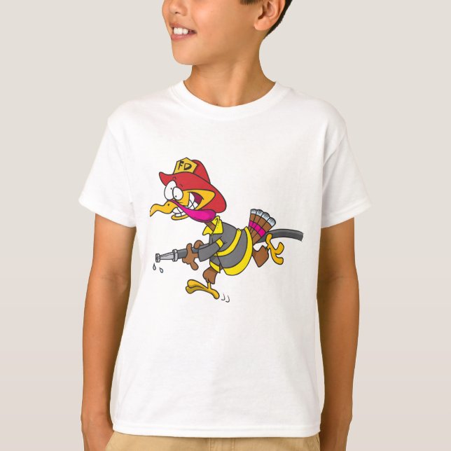 Camiseta Pavo Bombero con Manguera (Anverso)