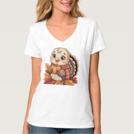 Camiseta pavo de acción de gracias calabaza hojas de otoño