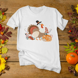 Camiseta Pavo de Acción de Gracias con calabazas y hojas de