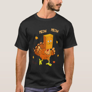 Camiseta Pavo de Acción de Gracias Gato Falso Maullar Gato