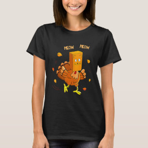 Camiseta Pavo de Acción de Gracias Gato Falso Maullar  Gato