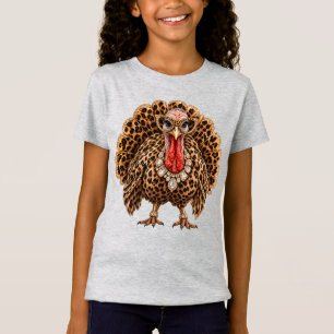Camiseta Pavo de Acción de Gracias Glam Brillante Leopard