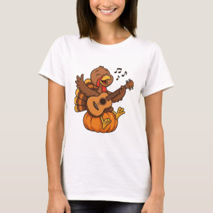 Camiseta Pavo de Acción de Gracias lindo con guitarra