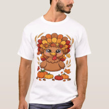 Pavo de Acción de Gracias lindo con hojas de otoño