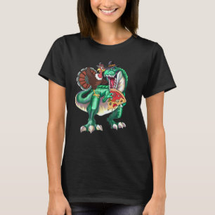 Camiseta Pavo de Acción de Gracias Pizza Vegetariana Dinosa
