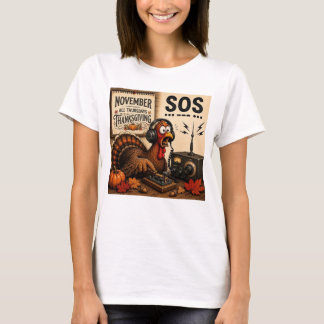 Camiseta Pavo de Acción de Gracias SOS Código Morse Radioaf