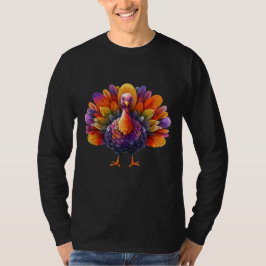 Camiseta Pavo de acuarela vibrante Cosecha de otoño