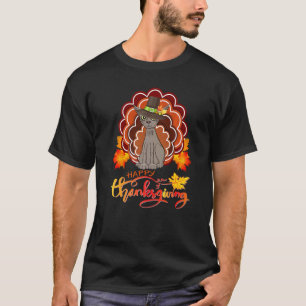 Camiseta Pavo de gato Sphynx Feliz día de acción de gracias