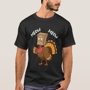 Camiseta Pavo Divertido con Cara de Gato Agradecido Fiesta