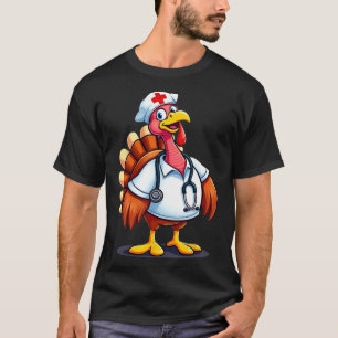 Camiseta Pavo Divertido Enfermera Dibujos Animados Día de A