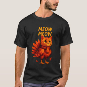Camiseta Pavo divertido gato maullar cena de acción de grac