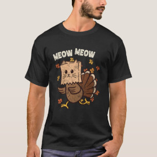 Camiseta Pavo Divertido Gato Maullar Humor Día de Acción de