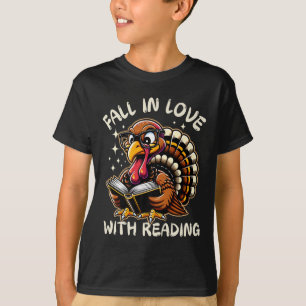 Camiseta Pavo Divertido Se Enamora De Leer Día De Acción De