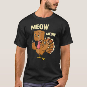 Camiseta Pavo Gato Cara Gato Meow Meow Otoño Día de Acción