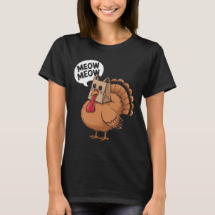 Camiseta Pavo Gato Miau Día de Acción de Gracias Divertido