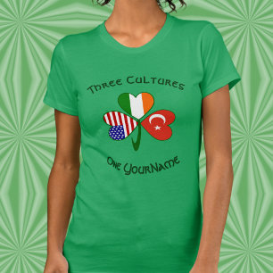 Camiseta Pavo Irlanda EE. UU. Trébol Bandera Personalizada