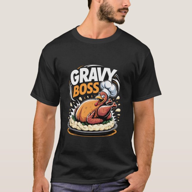 Camiseta Pavo Jefe de Salsa Funny Chef Cena de Acción de Gr (Anverso)