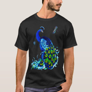 Camiseta Pavo Real Azul Y Dragonflies