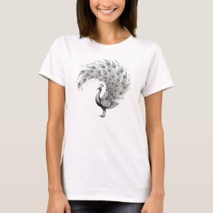 Camiseta Pavo real blanco y negro