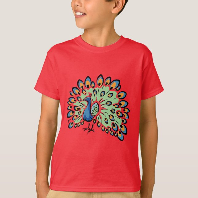 Camiseta Pavo real colorido del dibujo animado (Anverso)
