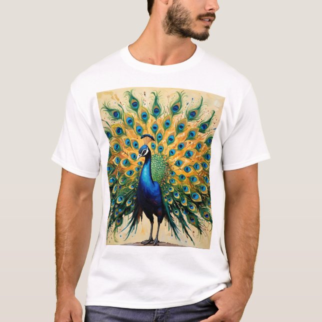 Camiseta Pavo real de historias ocultas - Fusión de arte fo (Anverso)