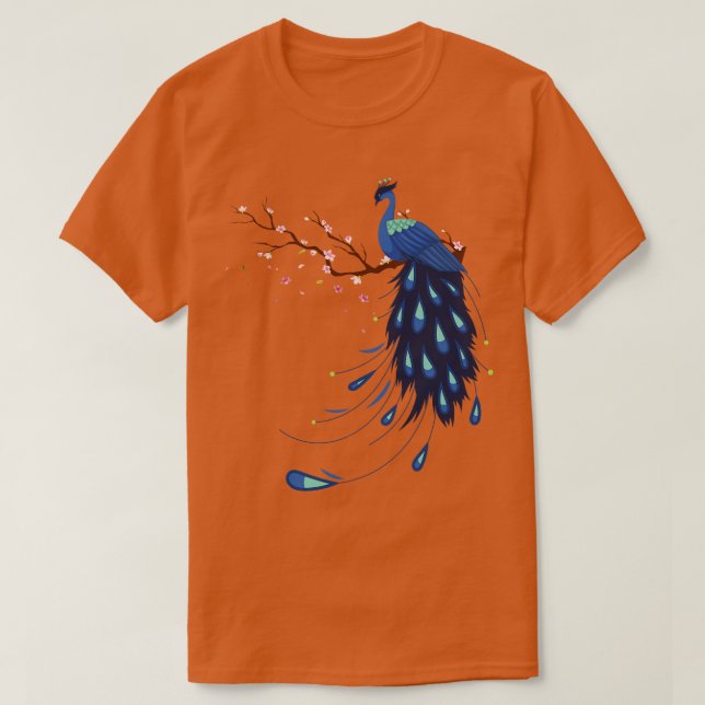 Camiseta Pavo Real de Pájaro Ornamental (Diseño del anverso)